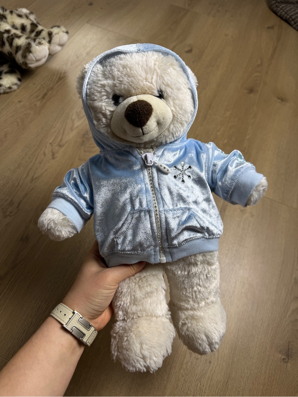 Build-a-Beat Plush Polar Bear in blue hooded jacket